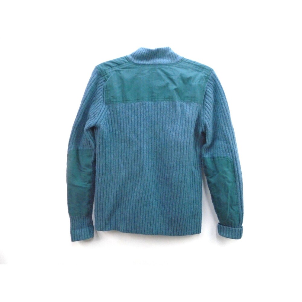 LL Bean Commando Sweater Women Large Full Zip Merino Lambswool Spruce Green Blue - Picture 9 of 10